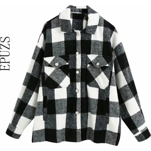 Winter thick green Plaid jacket women winter coat Long Sleeve coats and jackets women Oversized jacket 2020