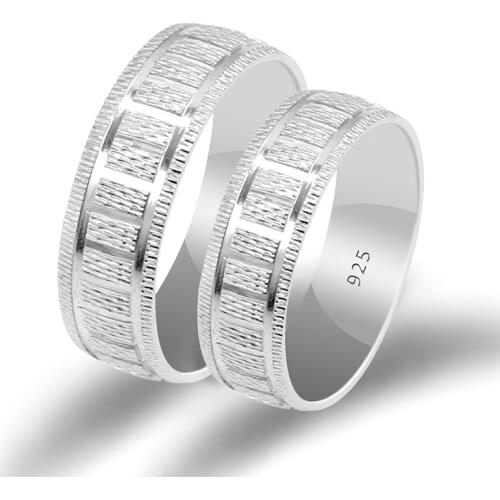 1 Pair Silver 925 Couple Rings Set for Girl Boy Friend Engagement Wedding Rhodium Plated Ring for Woman Man Fine Jewelry Gifts