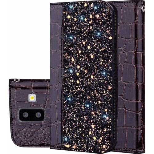 100pcs/lot Glittering Crocodile Magnetic mobile phone leather cover case for Samsung Galaxy J4 plus J6 plus 2018 wholesale case