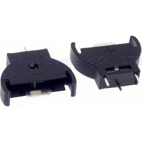 200pcs Vertical CR2032 Button Battery Cell Socket 3P Battery Holder Case DIP