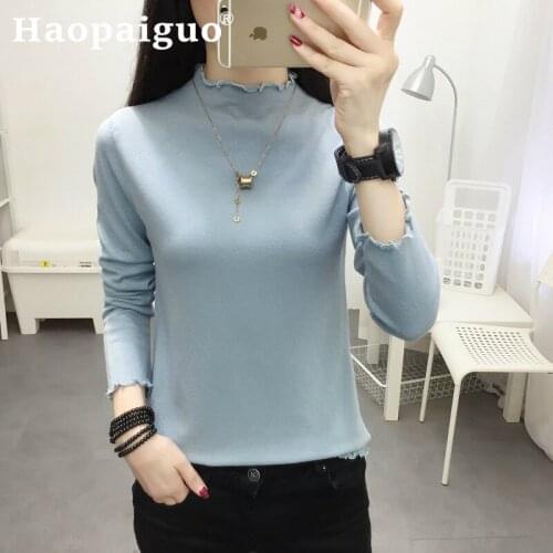 2019 Autumn Winter Knitted Pullover Women Long Sleeve Basic Cloth White Black Sweater Oversize Knitted Women Pullovers Shirt Top