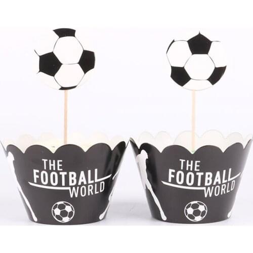24pcs/lot The Football World Paper Cupcake Wrappers Topper For Kids Party Birthday Decoration Cake Cups(12 wraps+12 topper)