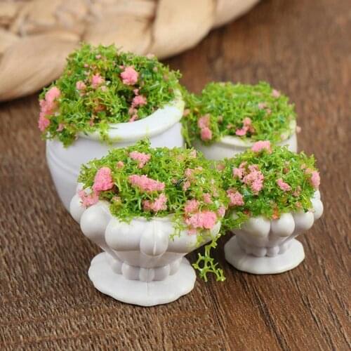4Pcs/Lot Dollhouse Furniture 1:12 Accessories Mini Green Plant Bonsai Flower Pots for Doll House Flowerbed Garden Decoration