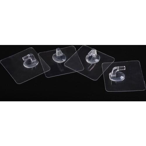 4pcs Transparent Bearing 2KG Seamless Adhesive Hook Strong Sticking Wall Hook Hanger