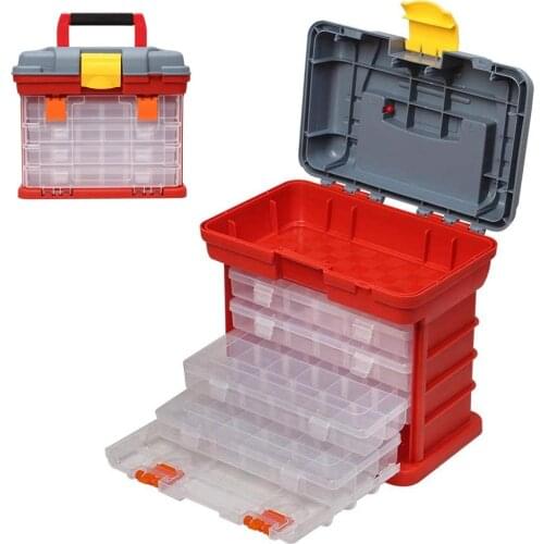 4 Layer Fishing Tackle Portable Toolbox Outdoor Tool Case Screw Hardware Plastic Storage Box tool box with Locking Handle