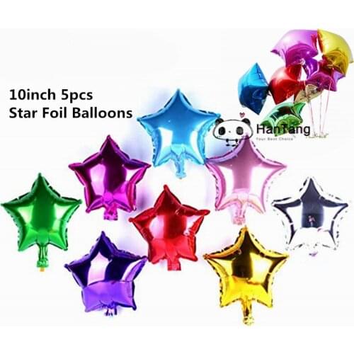 5pcs 10inch Multicolor Star Shape Helium Balloon Wedding Fashion Foil Balloons Inflatable Gift Party Decoration Ball 6Z-SH813