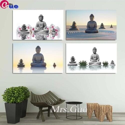 5d Diamond Painting Cross Stitch Kits Buddhism Buddha Zen Stone and Lotus Painting Picture Cuadros Decor Art For Bedroom Decor