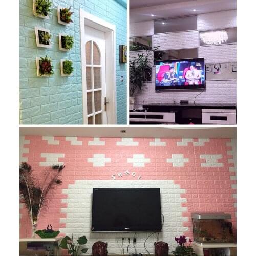 70x77cm PE Foam Waterproof 3D Brick Pattern Wallpaper Self-Adhesive Paper Rustic Kitchen Living Room Wall Decoration Sticker