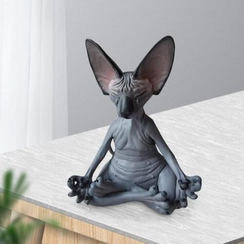 8cm Cat Meditate Statue Collectible Figurines Miniature Decor Sphynx Desktop Decoration Animal Model Figure Home Decor Sphinx