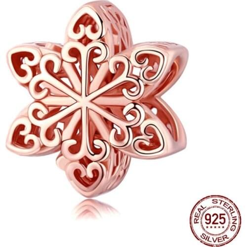 925 Sterling Silver Christmas Gift Snowflake Diy Bead Fit Original Pandora Charms Silver 925 Bracelet
