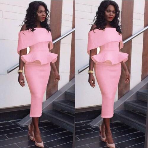 African Ladies Fashion Off Shoulder Evening Party Dress Sexy Bodycon Tunic Ruffles Women Designer 2020 Long Mermaid Dress