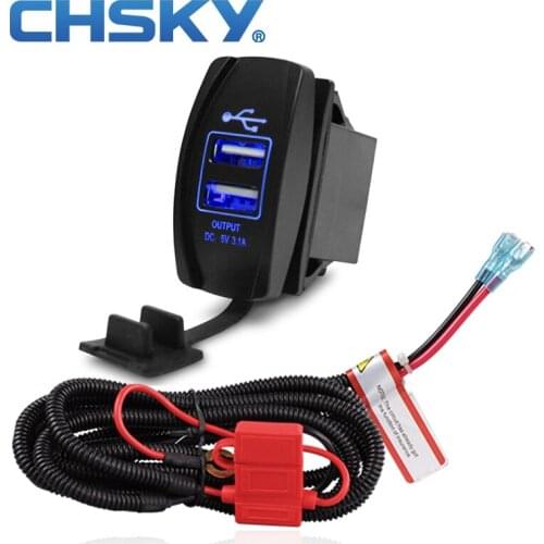 CHSKY Car Boat Dual USB Power Charger Waterproof Adapter With High Quality Wiring Harness Heat Resistance Plastic Car Accessory