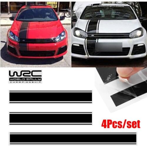 Car Exterior Stickers 1set/4pcs Black Car Racing Stripe Vinyl Sticker Decal For Cover Roof Trunk Door Onsale