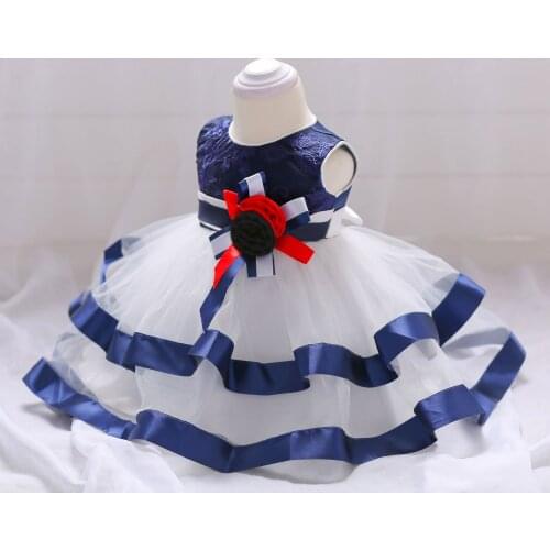 White Blue Newborn Dresses for Girl Baptism Baby Girl Clothing 1 Year Birthday Party Toddler Christening Gown Infant Girl Dress
