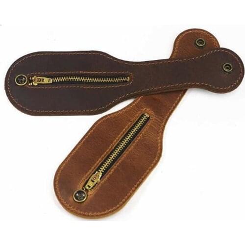 Genuine Leather Boston Racket Coin Purse Pocket Crazy horse Thick Cow leather Men Women Defense Multi-functional EDC Storage Bag