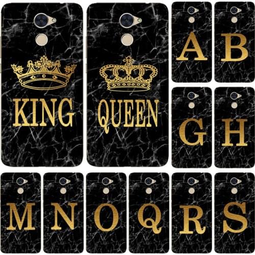Phone case for Huawei Enjoy 7 Plus Y7 Prime 2017 TRT-AL00A Marble Golden alphabet background Soft TPU Print Cover Fundas