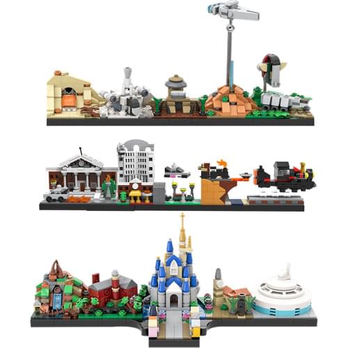 City Magic Castle Movie Skyline Buildings Back to the Future Fairy tale House Education Architecture Building Blocks Kids Toys