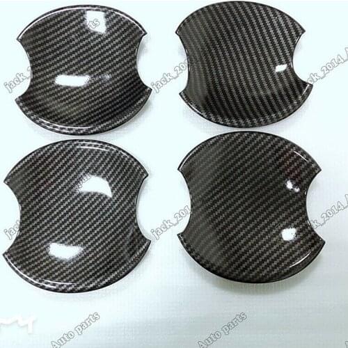 Carbon Fiber Door Handle Bowl Insert Cover Chrome Trim For Honda Civic 2006 2008 2009 2010 2011