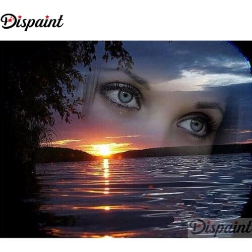 Dispaint Full Square/Round Drill 5D DIY Diamond Painting "Sunset eyes woman" Embroidery Cross Stitch 5D Home Decor A11404