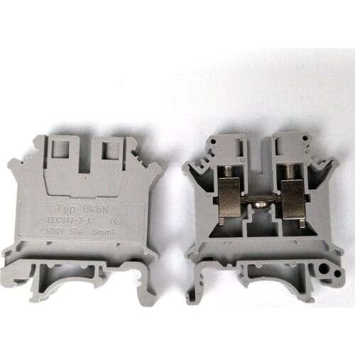 50Pcs/Lot DIN Rail Terminal Block UK-6N