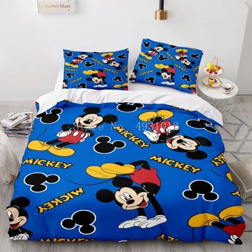 Disney Mickey Minnie Girls Bedding Set Lovely Couple Queen King Size Bed Set Duvet Cover Pillow Case Comforter Bedding Set gift