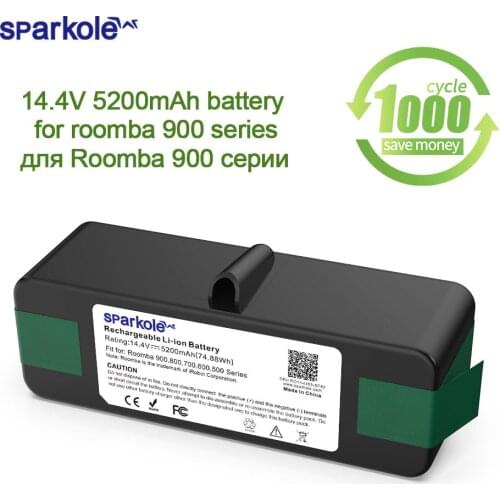 Sparkole 5200mAh 14.4V Li-ion battery for irobot roomba 900 series 980 960 900 895 860 695 690 640 614 800 700 600 500 series