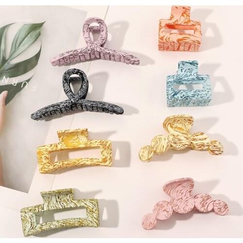 Fashion Hair Clips for Women Claw Clip Colorful Simplicity Wood Grain Crab for Hair Girls Hair Claw Barrettes Hair Accessories