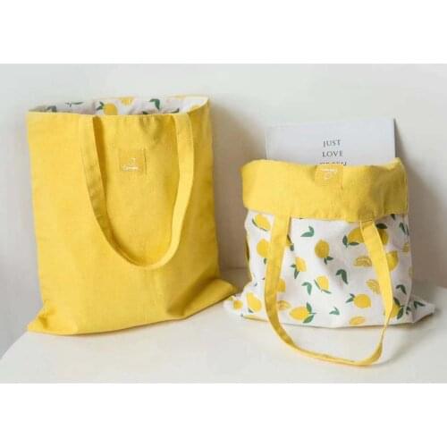 Brand New fabric double-sided dual-use Hand bag cotton and linen pocket handbag shopping bag storage bag grocery bag