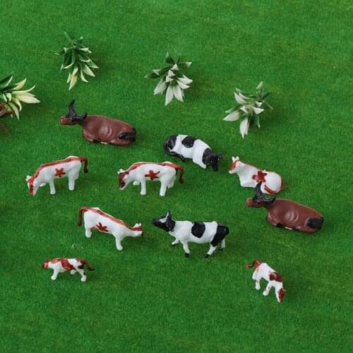 New 10pcs 1:87 Diy HO Scale Colorful Cow Model Train Layout Model Building Toys