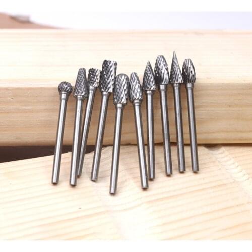 10PCS 1/8" 3*6mm Tungsten Carbide Double Cut Rotary Point Burr for Metal Aluminum Iron Drilling Rotary Tool Rotary Burr