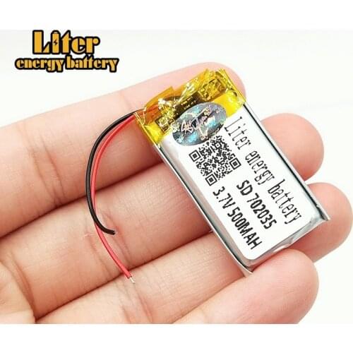 Rechargeable Polymer battery 500 mah 3.7 V 702035 smart home MP3 speakers Li-ion battery for dvr,GPS,mp3,mp4,power bank,speaker