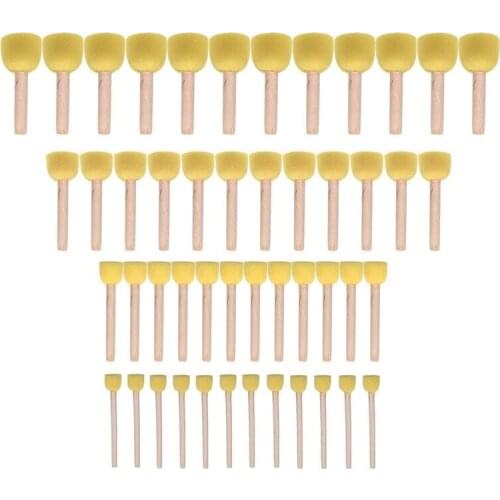 PPYY-48-Piece Round Sponge Brush Set-Childrens Painting Tools-Sponge Painting Stippler Set 4 Sizes of DIY Painting Tools