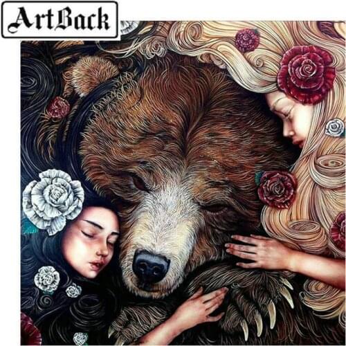 Sale 5d diy diamond painting bear woman kit 3d full square diamond embroidery home decoration support purchasing