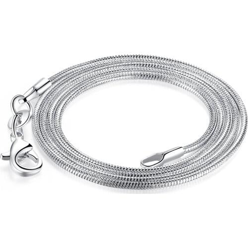 Size 1.2MM Clavicle Snake Chain 925 Sterling Silver Plated Multi-size 10 to 30 Inch for Necklace Accessories with Jewelry Making