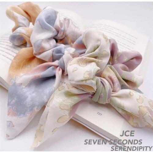 Japanese multi-color bow ribbon ribbon head rope pig intestine retro rabbit ears hair tie womens hair rope hair accessories