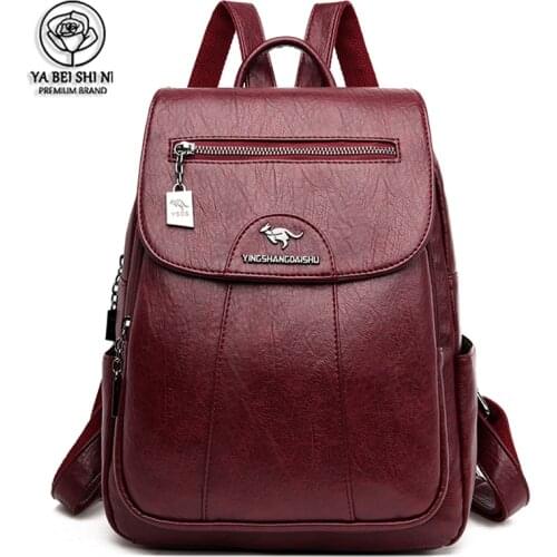 New Style 9 Color High Quality Leather Backpack For Women High Capacity Ladies Travel Backpack School Grils Shoulder Bags Preppy
