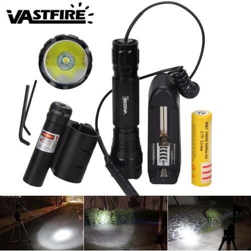 Tactical Hunting Light Red Dot Laser Sight Rifle 20mm Rail Gun Scope Mount 532nm Wavelength Riflescope with T6 LED Weapon Light