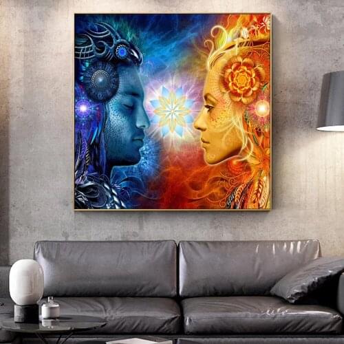 Tantra Shiva And Shakti Wall Art Canvas Prints Hindu Gods Pop Art Posters On The Wall Paintings Cuadros Pictures For living Room