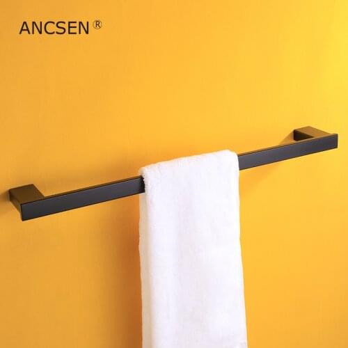 Bathroom Wall Mounted Towel Rack SUS 304 Stainless Steel Matte Black Single Towel pendant Bathroom Hardware Accessories