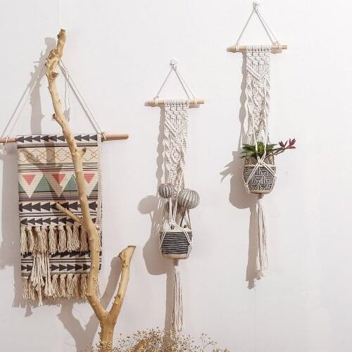Plant Hanger Basket Handmade Rope Pots Holder Fine Hemp Net Flower Pot Lanyard Home Decor