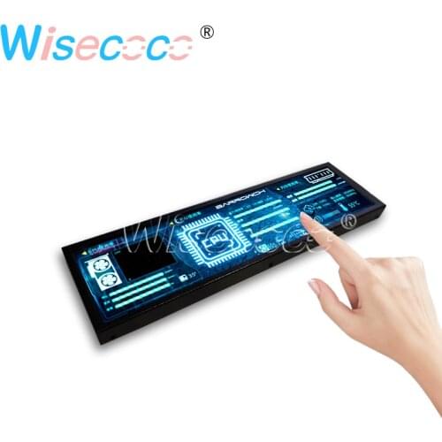 Wisecoco 8.8 Inch I2C Capacitive Touch Portable Monitor Built-in Speaker IPS Bar LCD Display for Raspberry Pi Racing Dashboard
