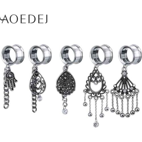 AOEDEJ Ear Plugs and Tunnels Stainless Steel Ear Piercings Tunnels Ear Expansion Dangle Piercing de orelha Piercing ombelico