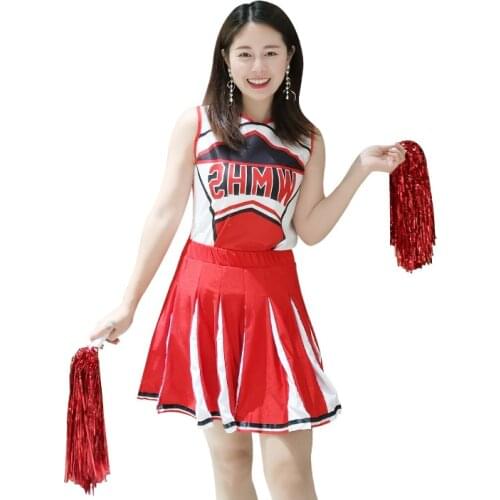 Cheerleaders Uniform Tank top Petticoat Pom School Girl Cosplay Sailor Skirt College High School Fancy Dress