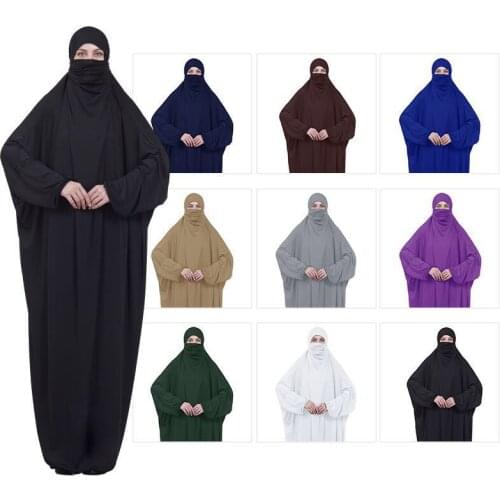 2019 New Prayer Clothing Kaftan With Hijab Robe Arabian Women Bat Sleeve Middle East Robe Islamic Clothing Muslim Abaya Bat Robe