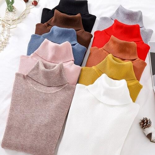 Women Sweaters Knitted Sweater for Women Knit Pullovers Woman Long Sleeve Sweater Woman Turtleneck White Sweaters Plus Size XL
