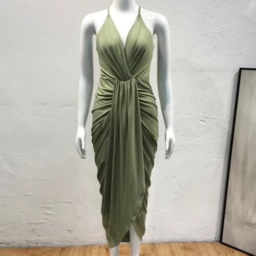 2021 summer autumn backless holiday solid woman chic mermaid dress v-neck sleeveless slim long dress