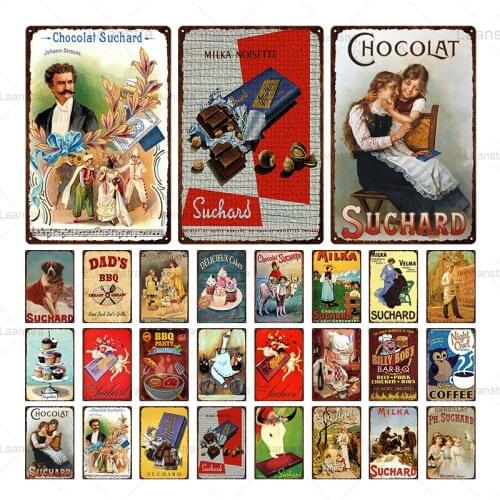 Tin Signs Chocolate & Coffee Vintage Poster Metal Dessert Sign Wall Art Decor For Chocolate Shop Cafe BBQ Bar Pub Iron Plate