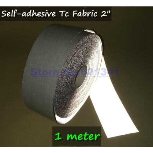 1Meter x 50mm(2") Self-adhesive Bright Silver Reflective Fabric TC Tape Safety Warning Reflective Material Tape