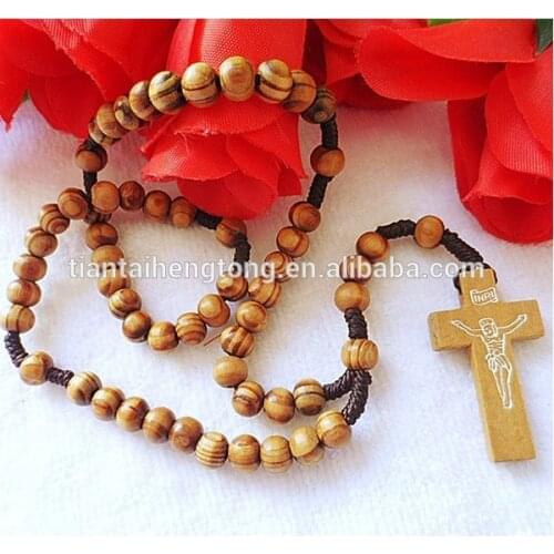 10pcs/pack 8MM natural wood color rosary necklace / cord religious rosary necklace/rope rosary /faux olive wood rosary
