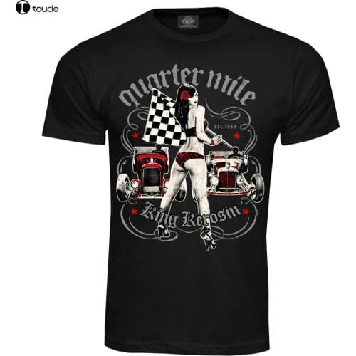 2019 New Brand Cheap Sale 100 % Cotton Quarter Mile Oldschool Rockabilly Dragster Us Car V8 Hotrod Military Dress T-Shirt
